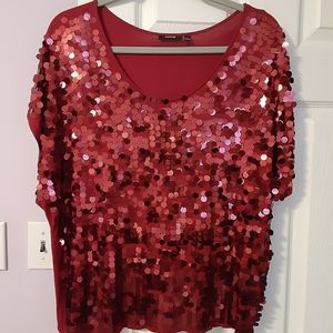 Red shimmer top